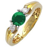 Женское золотое кольцо с бриллиантами и изумрудом, 1675505