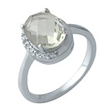 Женское серебряное кольцо с аметистом и куб. циркониями, 1699569