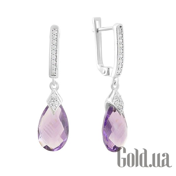 

Серьги с подвесками Fresh Jewelry, Серебряные серьги с куб. циркониями и аметистами