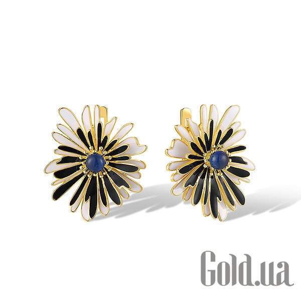 

Серьги Lurie Jewelry, Серебряные серьги с хрусталем и эмалью в позолоте