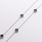 Серебряное колье с ониксами и синт. малахитами, 1794033