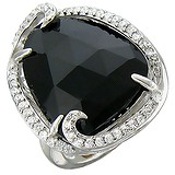 Женское серебряное кольцо с куб. циркониями и ониксом, 1612530