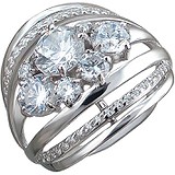 Женское серебряное кольцо с куб. циркониями, 1615346