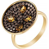 Женское золотое кольцо с бриллиантами и цитринами, 1646834