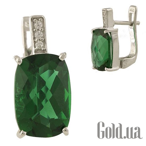 

Серьги Fresh Jewelry, Серебряные серьги с синт. изумрудами и куб. циркониями