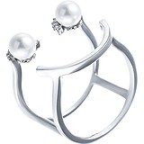 Женское серебряное кольцо с куб. циркониями и жемчугом, 1669362