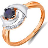 Женское золотое кольцо с бриллиантами и сапфиром, 1700850