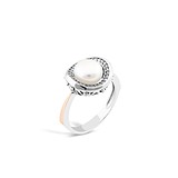 Женское серебряное кольцо с культив. жемчугом в позолоте, 1715698