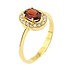 Женское золотое кольцо с гранатом и куб. циркониями - фото 1
