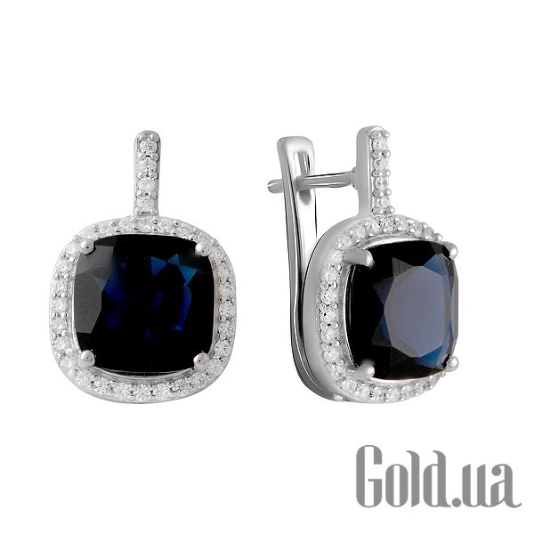 

Серьги Fresh Jewelry, Серебряные серьги с куб. циркониями и синт. сапфирами