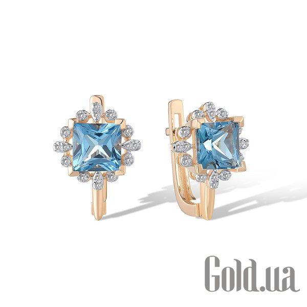 

Серьги Lurie Jewelry, Золотые серьги с бриллиантами и топазами