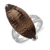Женское золотое кольцо с бриллиантами и дымчатым кварцем, 138739