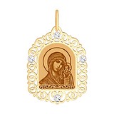 SOKOLOV Золотой кулон "Икона Казанская" с эмалью, 1513459