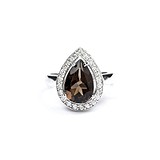 Женское серебряное кольцо с куб. циркониями и раухтопазом, 1632243