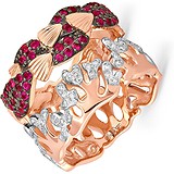 Kabarovsky Женское золотое кольцо с бриллиантами и рубинами, 1648627