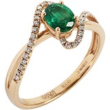 Женское золотое кольцо с изумрудом и бриллиантами, 1672947