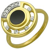 Женское золотое кольцо с бриллиантами и ониксом, 1675507