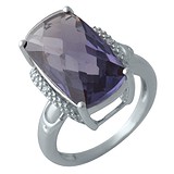 Женское серебряное кольцо с александритом и куб. циркониями, 1703155