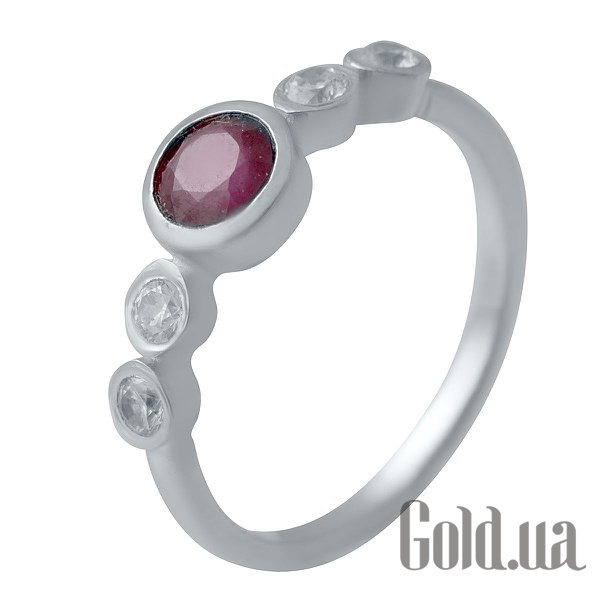 Купить Женское серебряное кольцо с рубином и куб. циркониями