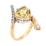 Женское золотое кольцо с цитрином и куб. циркониями, 1737459