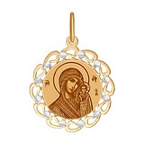SOKOLOV Золотой кулон "Икона Казанская" с эмалью, 1513460