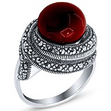Silver Wings Женское серебряное кольцо с агатом и марказитами, 1621748