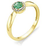 Женское золотое кольцо с бриллиантами и изумрудом, 1644020