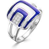 Женское серебряное кольцо с куб. циркониями и эмалью, 1646324