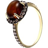 Женское золотое кольцо с бриллиантами и раухтопазом, 1646836