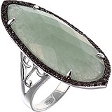 Женское серебряное кольцо с куб. циркониями и авантюрином, 1669364
