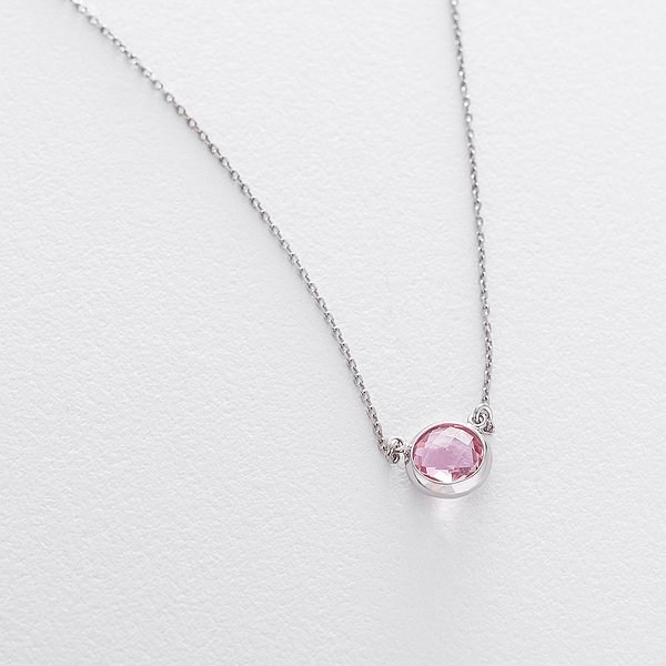 Серебряное колье с синт. кварцем