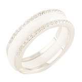 Серебряное обручальное кольцо с керамикой и куб. циркониями, 1400309