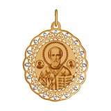SOKOLOV Золотой кулон "Икона Николай" с эмалью, 1513461