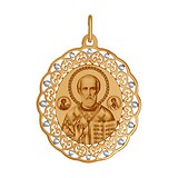 SOKOLOV Золотий кулон "Ікона Микола" з емаллю, 1513461