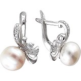 Срібні сережки з прісн. перлами і куб. цирконіями, 1531893