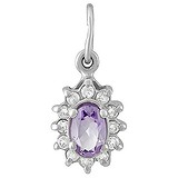 Серебряный кулон с аметистом и куб. циркониями, 1607669