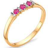 Женское золотое кольцо с бриллиантами и рубинами, 1612277