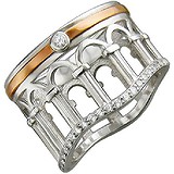 Женское серебряное кольцо с куб. циркониями в позолоте, 1640693