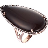 Женское серебряное кольцо с куб. циркониями и ониксом в позолоте, 1669877