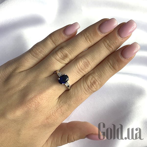 

Женские кольца Fresh Jewelry, Женское серебряное кольцо с куб. циркониями и синт. сапфиром, 16.5