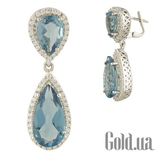

Серьги с подвесками Fresh Jewelry, Серебряные серьги с топазами и куб. циркониями
