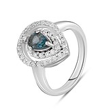 Женское серебряное кольцо с куб. циркониями и топазом, 1770229