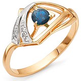 Женское золотое кольцо с бриллиантами и сапфиром, 1554166