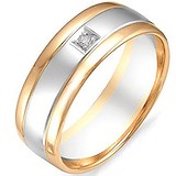 Золотое обручальное кольцо с бриллиантом, 1556214