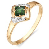Женское золотое кольцо с бриллиантами и изумрудом, 1614070