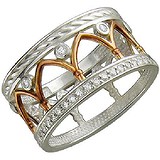 Женское серебряное кольцо с куб. циркониями в позолоте, 1640694