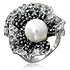 Женское серебряное кольцо с кристаллами Swarovski и культив. жемчугом - фото 1