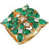 Женское золотое кольцо с изумрудами и бриллиантами, 1647094