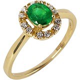 Женское золотое кольцо с изумрудом и бриллиантами, 1672950