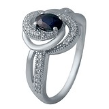 Женское серебряное кольцо с сапфиром и куб. циркониями, 1726454